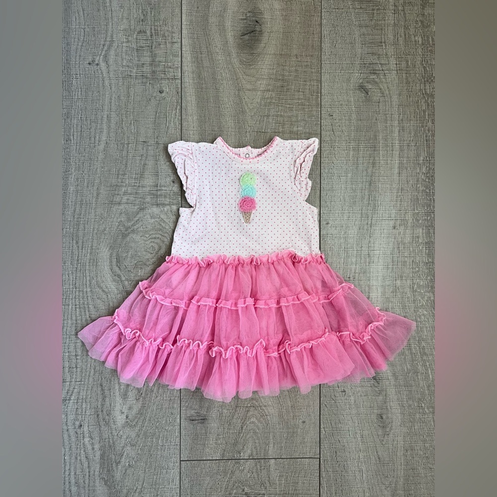 Little Me Pink Polka Dot Tulle Ice Cream Dress 24 Months